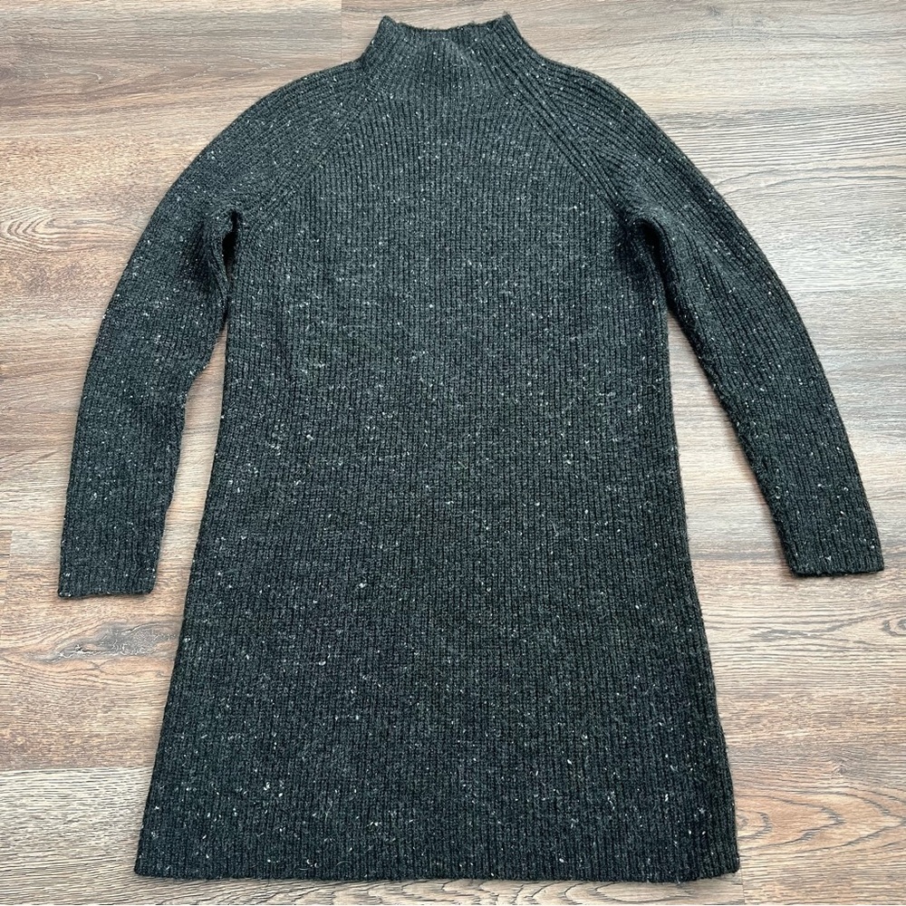 Madewell Donegal Northfield Mock Neck Sweater Dress Small Speckled Black Mini